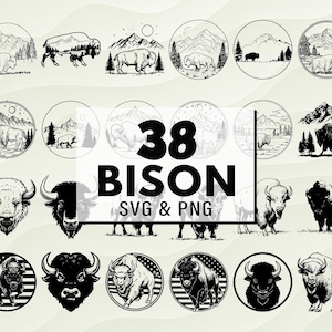 Bison SVG PNG Clipart, Buffalo Silhouettes, Cricut Cut Files, Wild Animal Vector, Farmhouse Svg, Buffalo Clipart,  Decals, Farmhouse Crafts