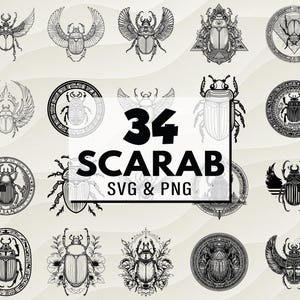 Skarabäus Käfer SVG PNG Bundle, alte ägyptische Silhouette, Skarabäus Clipart, Insekt Vektor, Cricut Cut Files, mystisches Symbol-Design, Kunsthandwerk