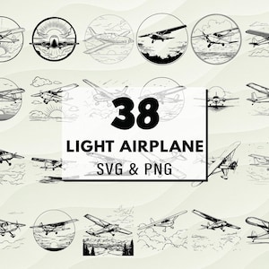 Light Airplane SVG PNG Bundle, Aviation Decals (Digital Download)