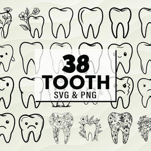 Tooth SVG PNG Clipart, Dentist Tooth Silhouette, Cricut Tooth File, Dental Vector, Dentist Logo Png, Tooth Fairy Svg, Crafts, Dental Hygiene