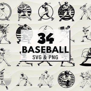 Baseball SVG PNG Bundle, Softball Clipart, Sports Ball Silhouette, Baseball Cut Files, Sports Design Decal, Sports Svg, Baseball Cricut File