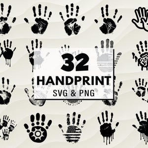 Pacchetto SVG PNG con impronte di mani, clipart con silhouette di mani, decalcomania per mani, file di taglio per artigianato e famiglia, Cricut con impronte di mani, vettore con impronte di mani, design digitale