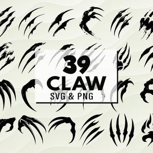 Animal Claw SVG PNG Bundle | Beast Scratch Silhouette Clipart, Wild Paw Mark Vector | Horror Claw Decal, Claw Cricut Cut Files, Claw Png Svg