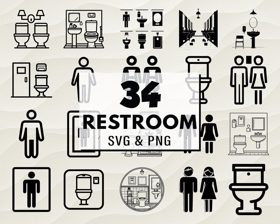 Restroom Sign SVG PNG Bundle, Bathroom Clipart (digital Designs) - Etsy