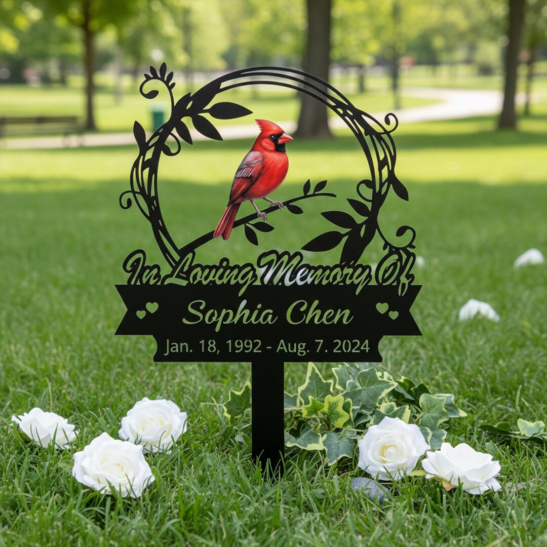 Custom Cardinal Memorial Garden Stake, in Loving Memory of Sign ...