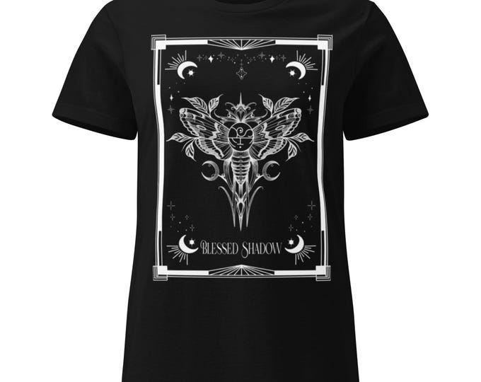 Featured listing image: Blessed Shadow Moth Tarot Card T-shirt- Witchy Occult Graphic Tee