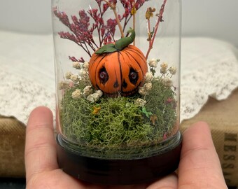 Creepy Pumpkin Terrarium: Halloween Miniature Decor