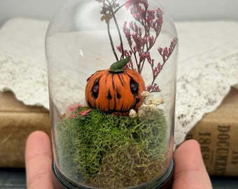 Creepy Pumpkin Terrarium: Halloween Miniature Decor