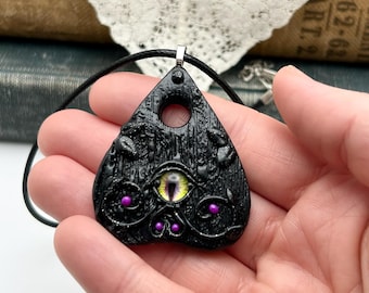 Planchette Necklace-Eye Necklace- Polymer Clay Necklace