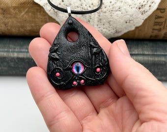 Planchette Necklace-Eye Necklace- Polymer Clay Necklace