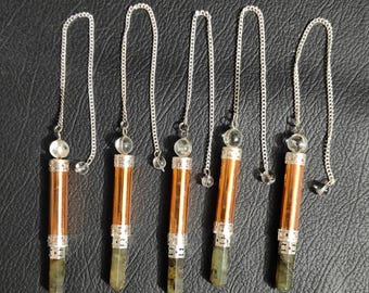 Copper Pendulum: Clear Quartz & Labradorite Dowsing Tool
