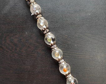 Clear Quartz Crystal Healing Wand with Chakra Stones