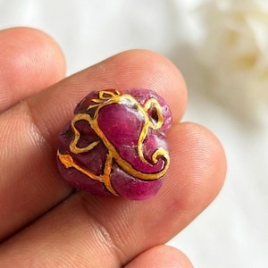 Ganesh Ruby Gemstone 32 Ct, Natural Ruby with Ganesha Art, Spiritual Stone, Hindu Religious Gem, Protection Talisman
