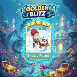 Snowy Potter Sticker 5 Stars - Monopoly_Go Stickers Golden Blitz - Event on February 1st