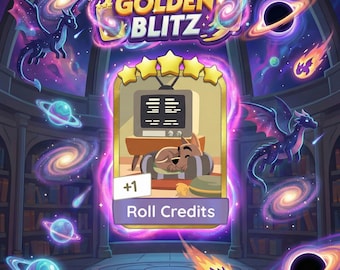Golden Blitz Stickers " Roll Credits " Monopoly_Go 5 Sterne Stickers