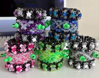 Spinning Alien Duckies in the Galaxy| Handmade Kandi Bead Bracelet| 3D Kandi Art