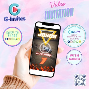 Monster Truck Video Invitation Template Digital Monster Truck Birthday Invite  Animated Truck Evite MP4 Video Party Invitation for Boys