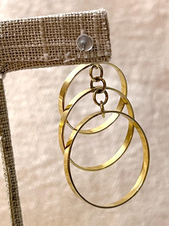 Loop-de-loop Triple Loop Cascading Gold Dangle Po… - image 5