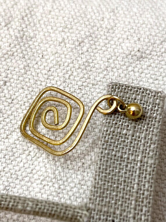 Gold Square, Flat, Hypnotic Wire Wrap Dangle Post… - image 8