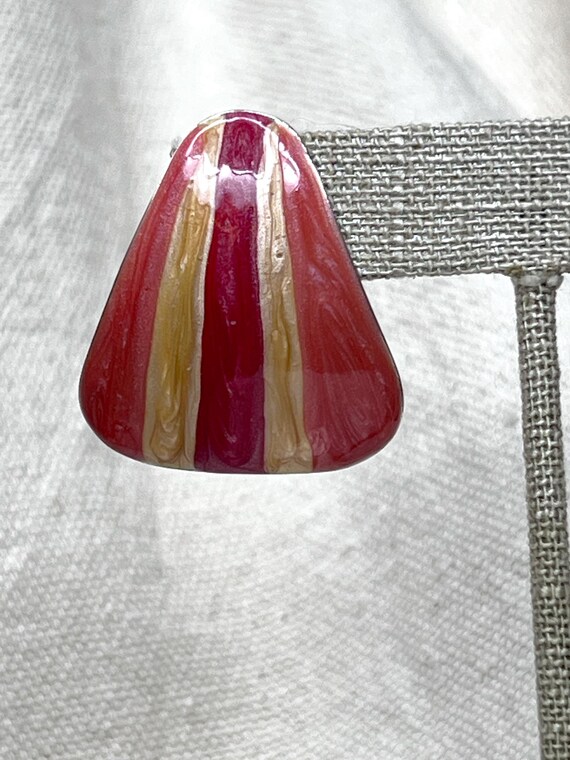Big Triangular Stripe Enamel Look in Rose, Maroon… - image 1