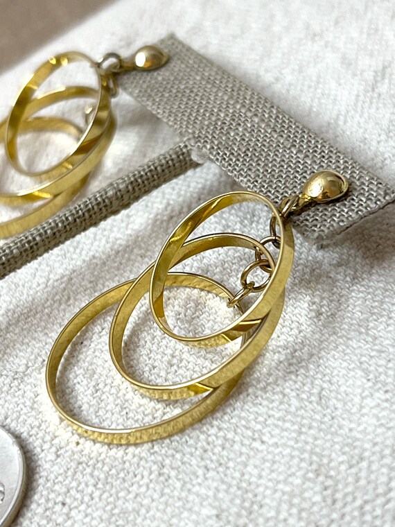 Loop-de-loop Triple Loop Cascading Gold Dangle Po… - image 7