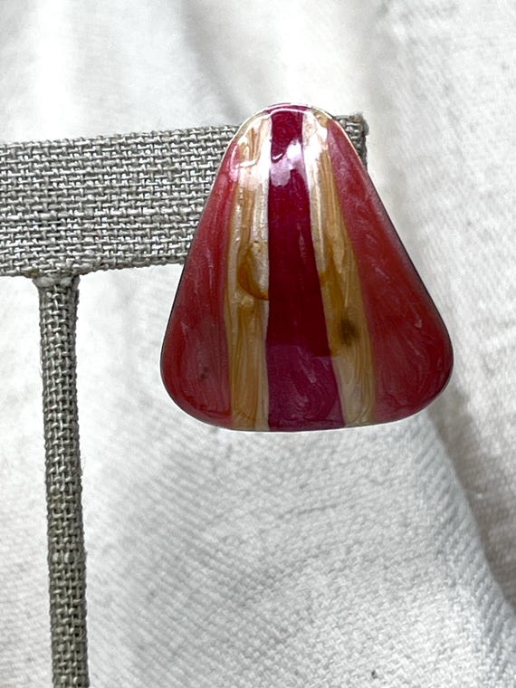 Big Triangular Stripe Enamel Look in Rose, Maroon… - image 2