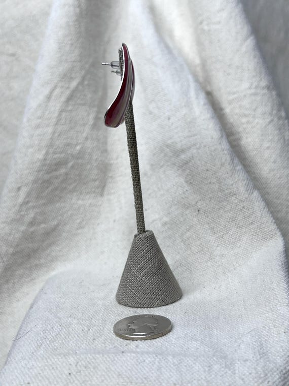 Big Triangular Stripe Enamel Look in Rose, Maroon… - image 7