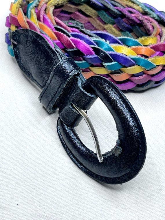 ? Stylish Vintage leather belt Rainbow Braided Corded 90 main image 2