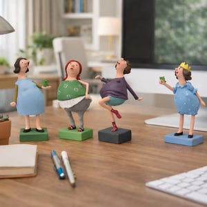 Handmade Clay Woman Figurine, Whimsical Sculpture, Home Decor, Creative Gift for Her