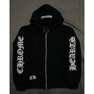 Sweat zippé streetwear punk rock avant-gardiste unisexe à capuche noir