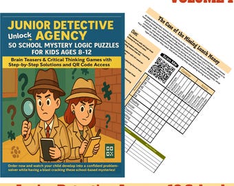 Junior Detective Agency Volym 1 | Detektivhjärnspel för barn i åldrarna 8-12 | Pedagogiska skolmysterierutslag | Paket med 10 pussel