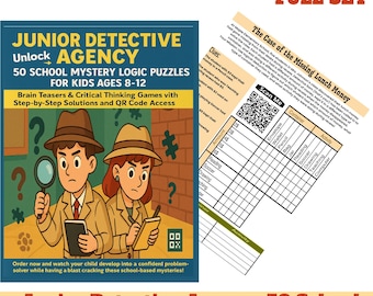 Junior Detective Agency komplett set | Detektivspel för barn i åldrarna 8-12 | Pedagogiska skolmysterierutslag | Paket med 50 pussel
