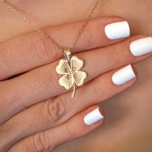 14K Gold Plated 4 Leaf Clover Necklace For Women, Lucky Necklace, Four Leaf Clover Jewelry, Lucky Jewelry For Her, Women Necklace For Her