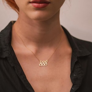 Personalized 14K Gold Angel Number Necklace, Custom Angel Number Jewelry,888 Necklace, 777 Necklace,  444 Necklace, Lucky Jewelry For Her