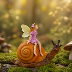 Tiny Fairy Snail for Plant Pots, Whimsical Garden Companion, Cottagecore Miniature Hand Cast Decor