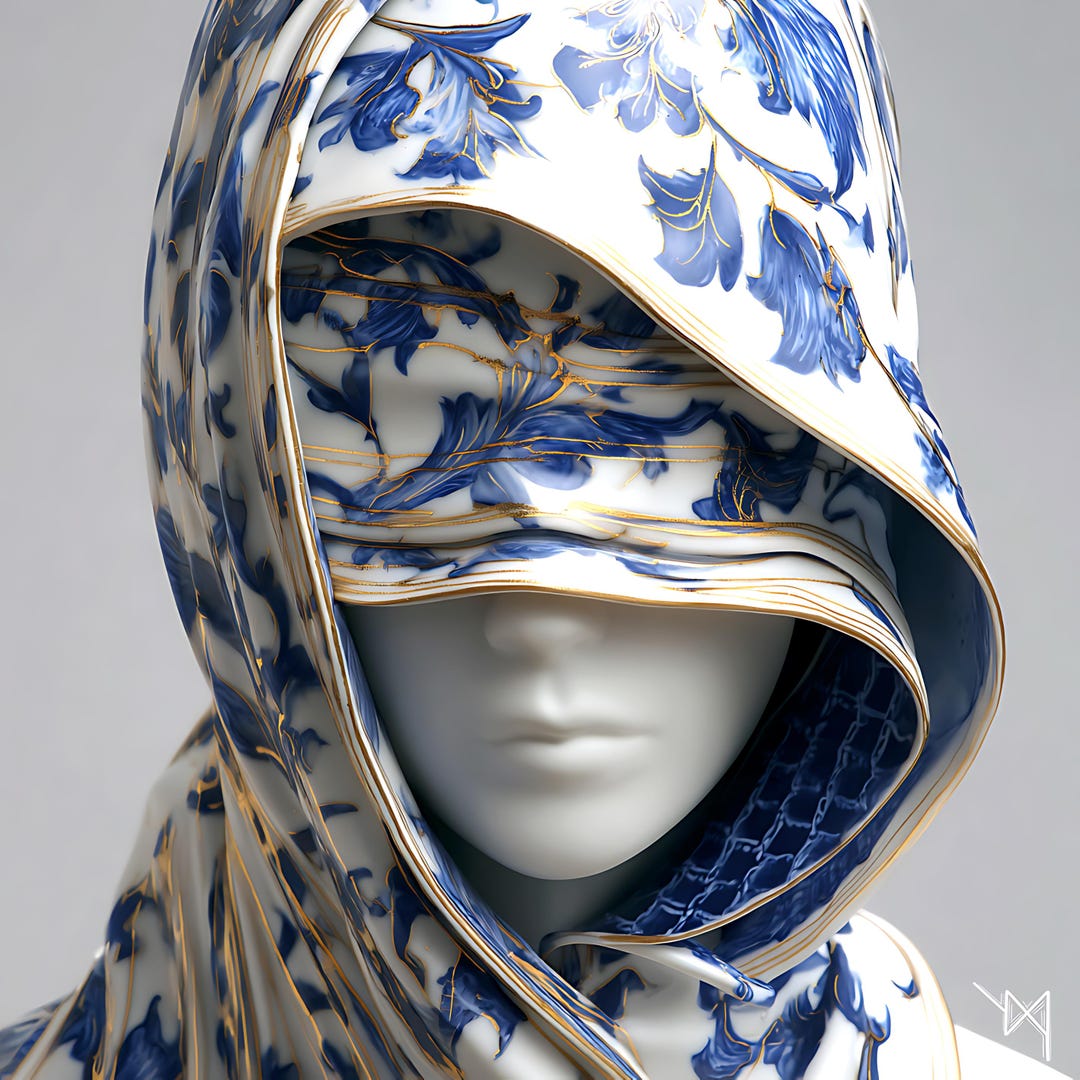 Gold Geisha Blue & Gold Geisha Art Print – Modern Oriental Sculpture - Etsy