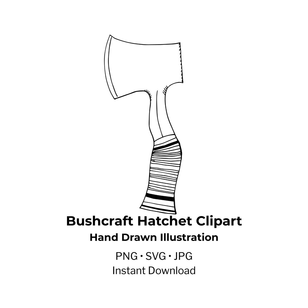 Bushcraft Hatchet Clipart | Camping Axe Illustration | Outdoor Tool ...