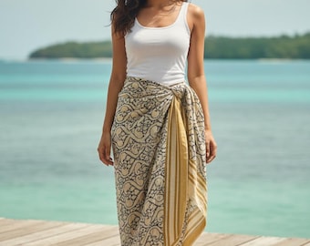 Spódnica sarong w stylu boho chic, tropikalna narzutka plażowa dla kobiet