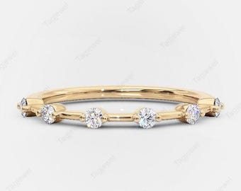 14k Gold Moissanite Engagement Ring-Minimalist Wedding Band-925 Sterling Silver Bridal Promise Gift Ring