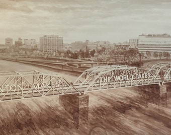 Wine Painting Print - "Trenton Makes The World Takes "