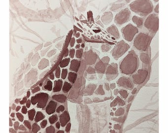 Wine & Watercolor original sketch- "Baby Calf"