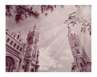 Wine & Watercolor Painting - "Center City"