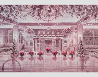 Wine Painting Print - Skytop Lodge Gingerbread House