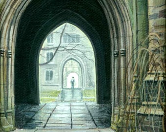 Princeton Arch Series- Holder Hall Court yard 1999 (framed)