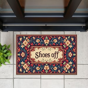 Door Mat, 3D Printed Welcome Mat with Floral Design, Washable Non-Slip Rug for Entryway, Funny Elegant Doormat