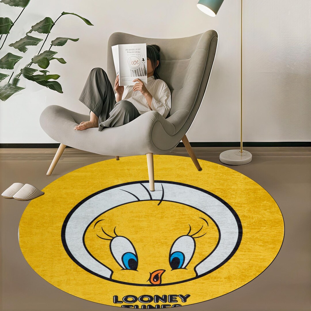 Tweety Bird Round Rug: Looney Tunes Carpet, Kids Room Decor, Cartoon ...