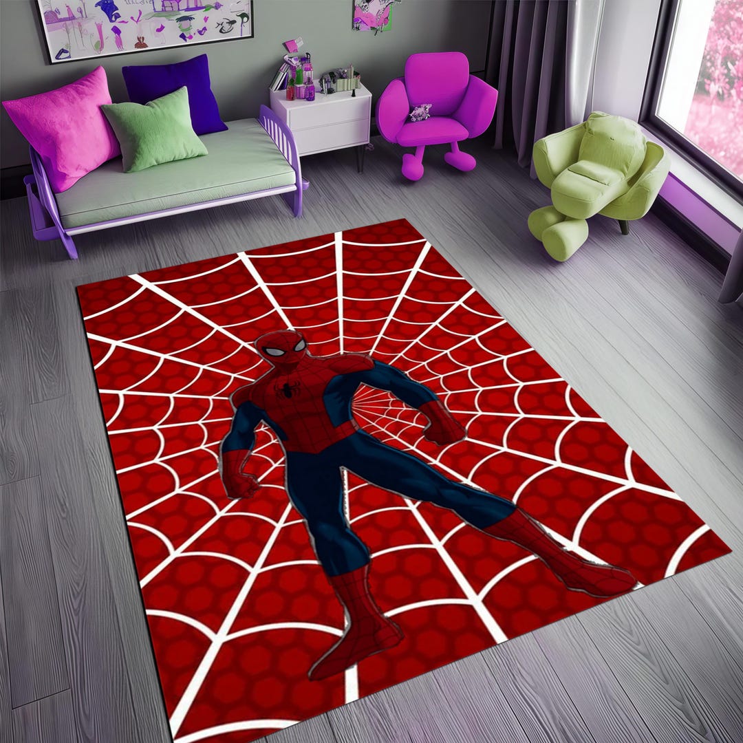 Spider Man Superhero Rug, 3D Printed Marvel Inspired Carpet, Kids Room ...