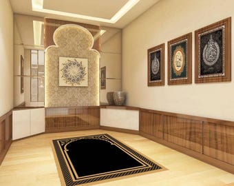 Islamic Prayer Rug: Traditional Janamaz, Muslim Prayer Mat, 3D Printed Sejadah, Ramadan & Eid Gift, Luxurious Prayer Mat, Soft Islamic Rug