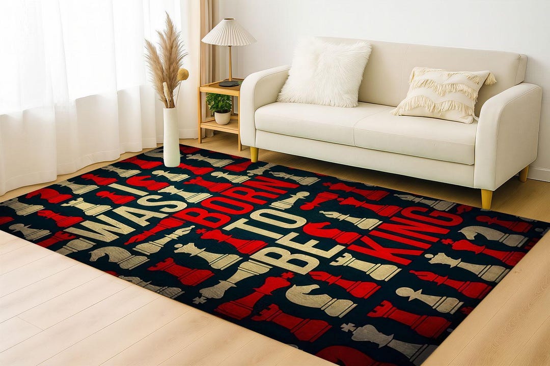 Chess Rug Red 3D Chess Rug: Motivational Gamer Decor -