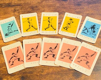 Vintage Japanese Baseball Ephemera-Showa Retro Sports Cards for Junk Journal, Scrapbooking-Rare Epoch Brand Baseball Illust Set 10pc -002